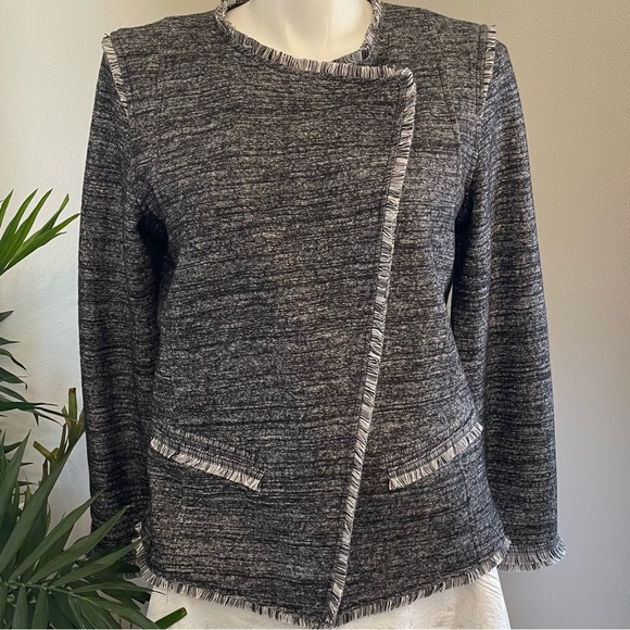 Banana Republic XL Preowned Tweed Grey Black Blazer/Jacket for Business/Casual - Picture 2 of 13